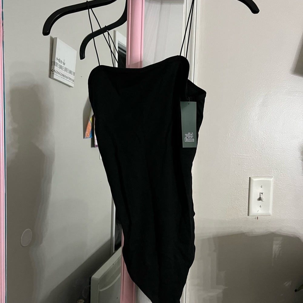 Black bodysuit, new with tags, spaghetti straps